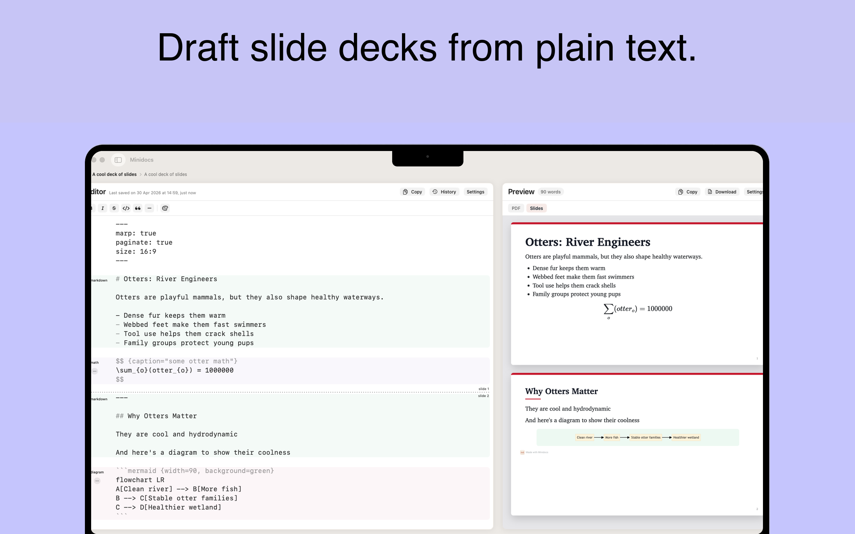 Slides preview in Minidocs